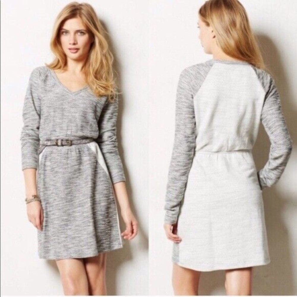 ANTHROPOLOGIE | SATURDAY/SUNDAY | Grey Sweater Knit Color-block Dress | Size S - Picture 2 of 10